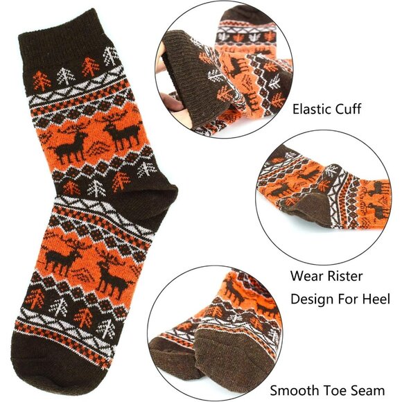 YZKKE 5Pack Womens Q-16 Vintage Winter Soft Warm Thick Cold Knit Wool Crew Soize - Picture 2 of 6